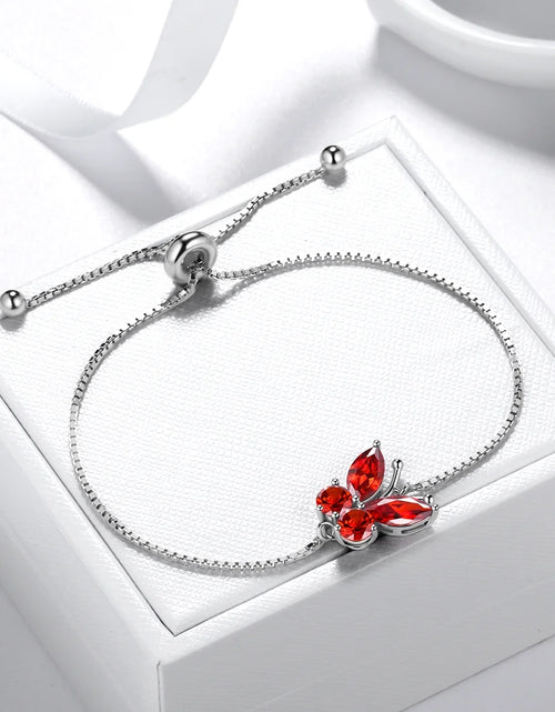 Load image into Gallery viewer, January Birthstone Jewelry Set Red Butterfly Garnet Fine Necklace/Earrings/Ring/Bracelet Sterling Silver Women Xmas Birthday Mother'S Day Gifts
