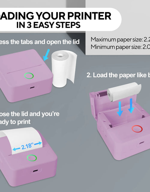 Load image into Gallery viewer, CTP500 Bluetooth Mini Portable Inkless Thermal Printer &amp; Label Maker + Paper, Android &amp; Ios (Purple)
