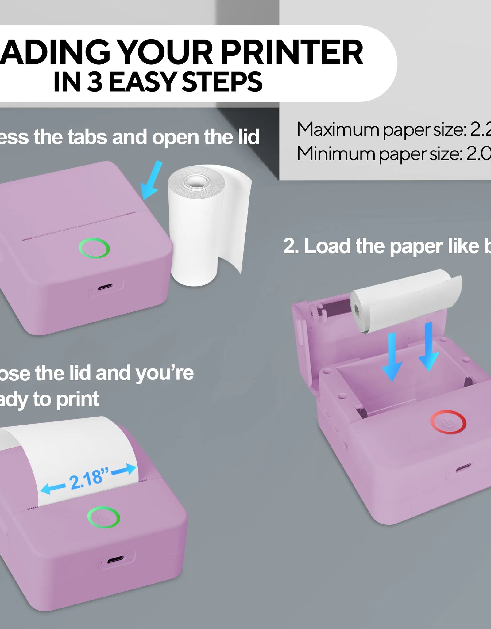 CTP500 Bluetooth Mini Portable Inkless Thermal Printer & Label Maker + Paper, Android & Ios (Purple)