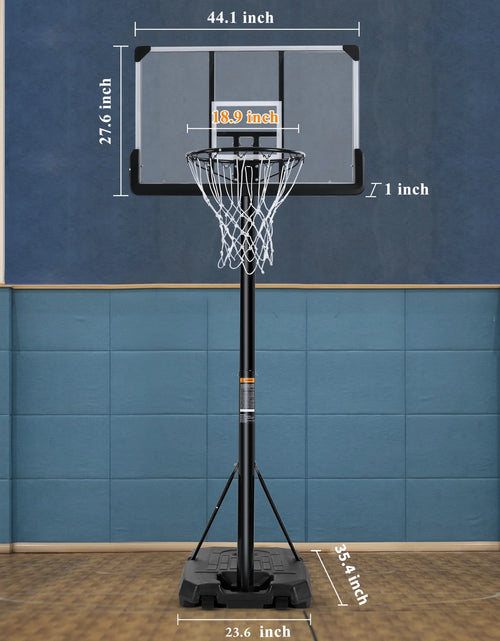 Load image into Gallery viewer, 44In Basketball Hoop Portable Basketball System with Adjustable Height with Big Backboard and Large Base for Youth Adults Family Indoor Outdoor
