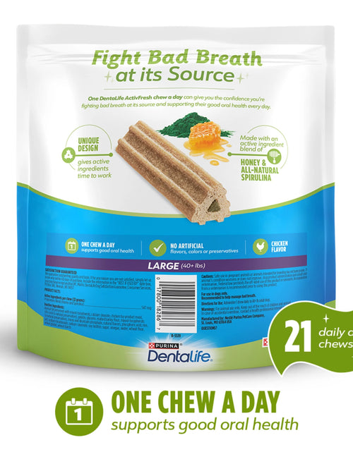 Load image into Gallery viewer, Purina  Activfresh Chicken Flavor Large Breed Adult Dog Dental Chews – 24.1 Oz Pouch (21 Ct)
