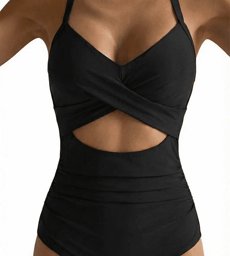 Women'S One Piece Swimsuits Tummy Control Cutout High Waisted Bathing Suit Wrap Tie Back 1 Piece Swimsuit