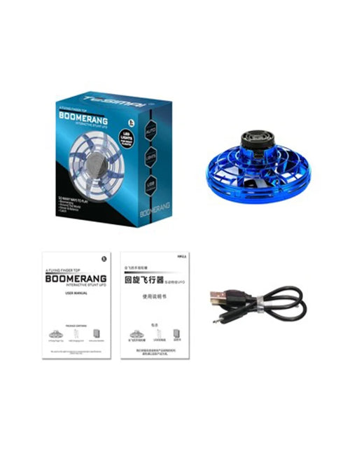 Load image into Gallery viewer, Flying Spinner Mini UFO Toy for Kids, Flying Fidget Spinner UFO Toy , Flying Orb Ball Hand Operated with 360 ° Rotating and LED Lights for Adult and Kids (Blue)
