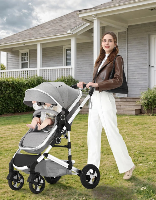 Load image into Gallery viewer, 3-In-1 Convertible Baby Stroller with Big Seat and Adjustable Canopy, 24 Pound, Light Grey
