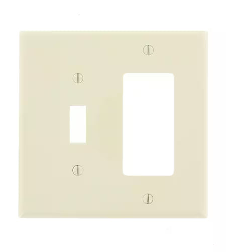 2-Gang Light Almond 1-Toggle / 1-Decora/Rocker Nylon Midway/Midsize Wall Plate (1-Pack) PJ126-T