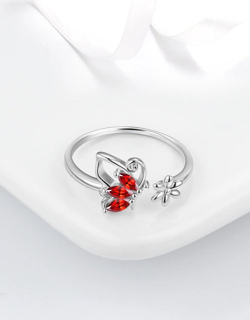 Load image into Gallery viewer, January Birthstone Jewelry Set Red Butterfly Garnet Fine Necklace/Earrings/Ring/Bracelet Sterling Silver Women Xmas Birthday Mother'S Day Gifts
