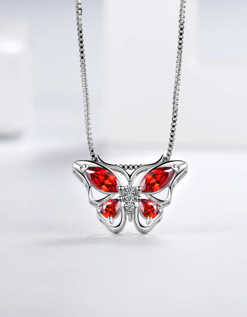 Load image into Gallery viewer, January Birthstone Jewelry Set Red Butterfly Garnet Fine Necklace/Earrings/Ring/Bracelet Sterling Silver Women Xmas Birthday Mother'S Day Gifts
