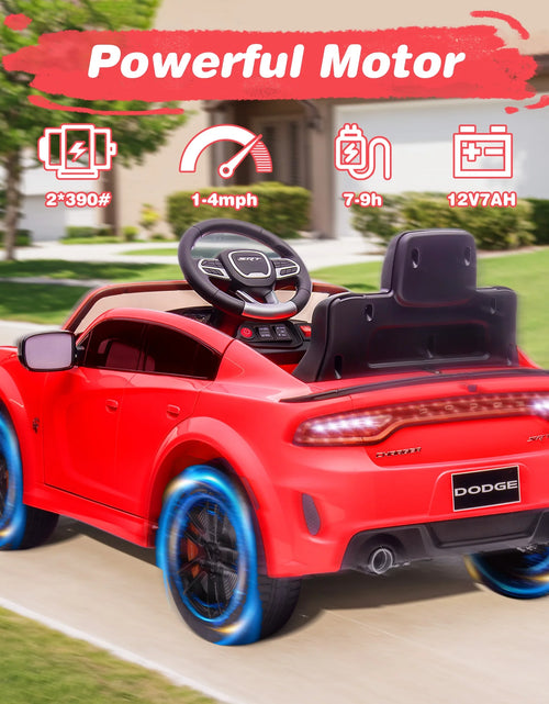 Load image into Gallery viewer, Dodge Electric Ride on Cars for Kids, 12V Licensed Dodge Charger SRT Hellcat Powered Ride on Toys with Parent Remote Control, Electric Car for Girls Boys 3-5 W/Music Player/Led Lights, Red
