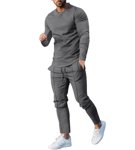 Men'S Tracksuits Tight T-Shirt and Pants Set Outfit Two-Piece Fitness Solid Training Casual Sports Sweatsuits