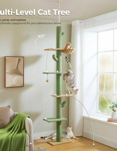 Load image into Gallery viewer, Tall Cat Tree Cactus Floor to Ceiling Cat Tower 95-108" Sisal Scratching Post for Indoor Cats
