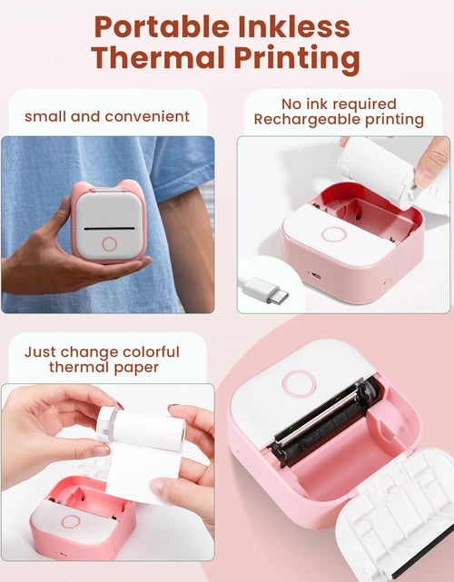 Load image into Gallery viewer, T02 Portable Label Maker, Mini Sticker Printer, Bluetooth Inkless Sticker Maker Machine, Mobile Printer for Study Notes, Kids Gift, Photos, Journals, To-Dos (Pink)
