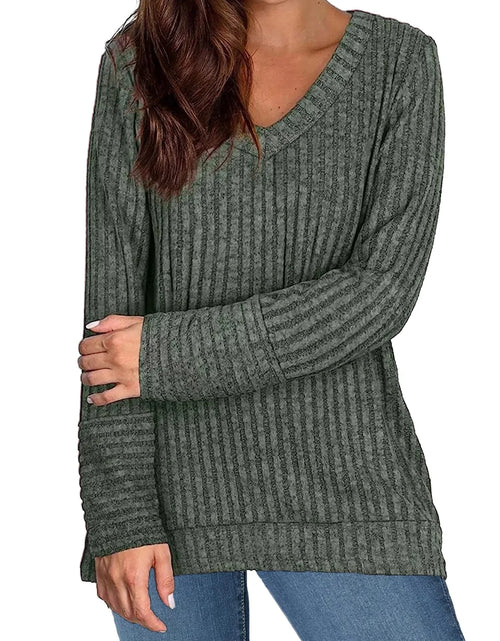 Load image into Gallery viewer, Womens Tops V Neck Long Sleeve Shirts Lightweight Pullover Casual Tunic Tops
