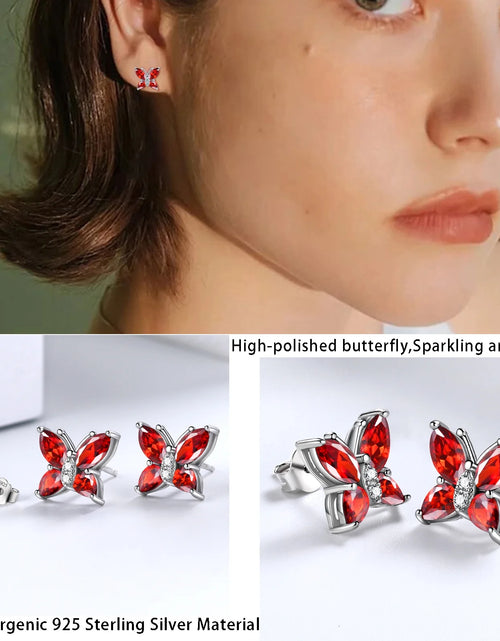 Load image into Gallery viewer, January Birthstone Jewelry Set Red Butterfly Garnet Fine Necklace/Earrings/Ring/Bracelet Sterling Silver Women Xmas Birthday Mother'S Day Gifts
