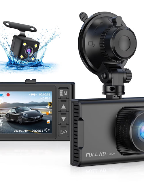 Load image into Gallery viewer, Dash Cam Front and Rear, 1080P Full HD Dash Camera, Dashcam with Night Vision, Car Camera with 3-Inch LCD Display, Parking Mode, G-Sensor, Loop Recording, WDR
