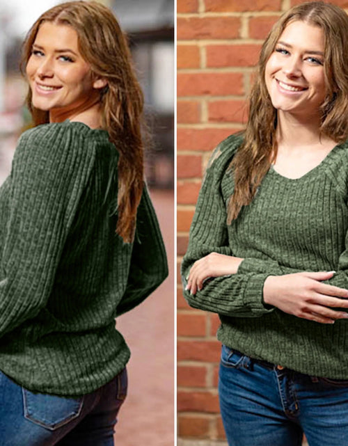 Load image into Gallery viewer, Womens Tops V Neck Long Sleeve Shirts Lightweight Pullover Casual Tunic Tops
