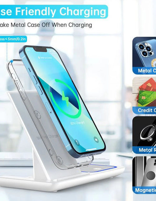 Load image into Gallery viewer, Wireless Charger, 3 in 1 Wireless Charging Station Dock with Breathing Indicator, Fast Charging Stand Compatible with Iphone 17/16/15/14/13/12/11 Pro Max/Xs, Iwatch 10/9/8/7/6/5/4, Airpods 4/3/2/Pro
