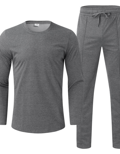 Load image into Gallery viewer, Men'S Tracksuits Tight T-Shirt and Pants Set Outfit Two-Piece Fitness Solid Training Casual Sports Sweatsuits
