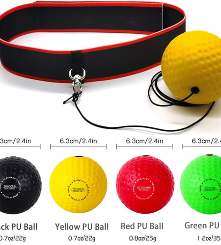Boxing Reflex Ball Set - Includes 4 Different Balls and 2 Adjustable Headbands, Great for Reflex, Timing, Accuracy, Focus and Hand Eye Coordination Training for Boxing, MMA and Krav Mega