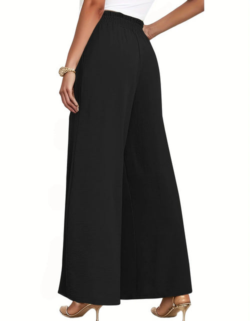 Load image into Gallery viewer, Womens Wide Leg Lounge Pants with Pockets High Waisted Adjustable Tie Knot Loose Casual Trousers Dress Work Pants
