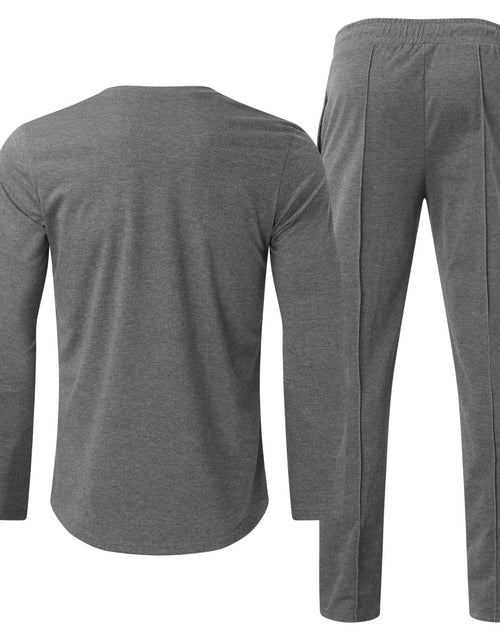 Load image into Gallery viewer, Men'S Tracksuits Tight T-Shirt and Pants Set Outfit Two-Piece Fitness Solid Training Casual Sports Sweatsuits

