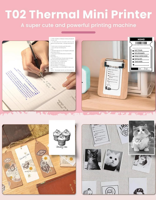 Load image into Gallery viewer, T02 Portable Label Maker, Mini Sticker Printer, Bluetooth Inkless Sticker Maker Machine, Mobile Printer for Study Notes, Kids Gift, Photos, Journals, To-Dos (Pink)

