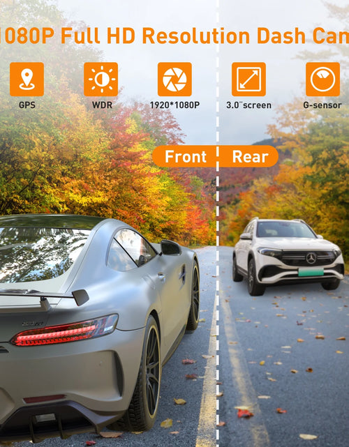 Load image into Gallery viewer, Dash Cam Front and Rear, 1080P Full HD Dash Camera, Dashcam with Night Vision, Car Camera with 3-Inch LCD Display, Parking Mode, G-Sensor, Loop Recording, WDR

