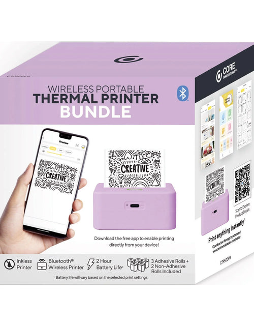 Load image into Gallery viewer, CTP500 Bluetooth Mini Portable Inkless Thermal Printer &amp; Label Maker + Paper, Android &amp; Ios (Purple)
