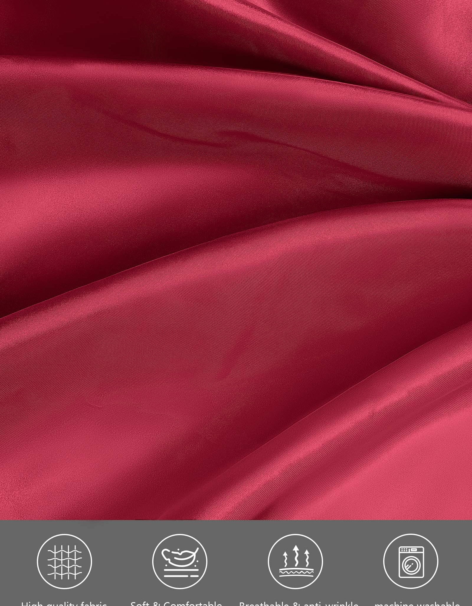 Sexy Lingerie,  Silk Satin Pajamas for Women, Womens Summer Pajamas Pjs Sets of 4 Pcs with Floral Lace Top Shorts and Robe, Gift for Women, Burgundy, XXL