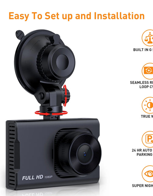 Load image into Gallery viewer, Dash Cam Front and Rear, 1080P Full HD Dash Camera, Dashcam with Night Vision, Car Camera with 3-Inch LCD Display, Parking Mode, G-Sensor, Loop Recording, WDR
