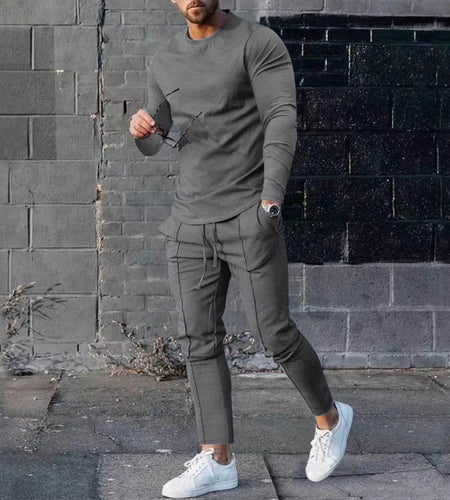 Men'S Tracksuits Tight T-Shirt and Pants Set Outfit Two-Piece Fitness Solid Training Casual Sports Sweatsuits