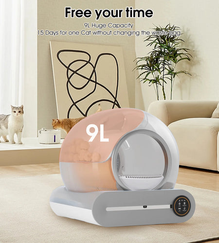 Self Cleaning Litter Box, Automatic Cat Litter Box with App Control Support, Integrated Safety Protection Smart Auto Cat Litter Box with Liner