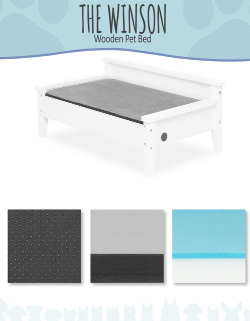 Load image into Gallery viewer, Winston Small Elevated Wooden Pet Bed with Plush Mattress, White
